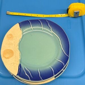 Set of 4 Bog Sky Carvers  Wave Tabletop Collection 9” Seashell Plates